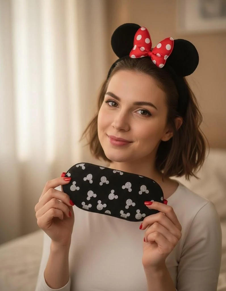 Diadema Minnie con lazo y orejas y antifaz dormir, Nuevo
